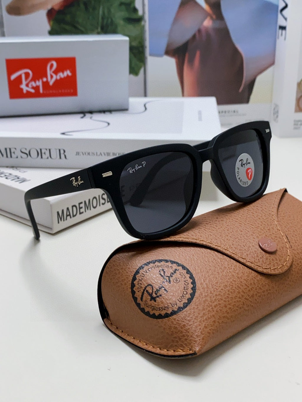 Ray-Ban RB5377 Polarized Square Blue Lens Sunglasses for Men & Women - 433141 - detail image 6