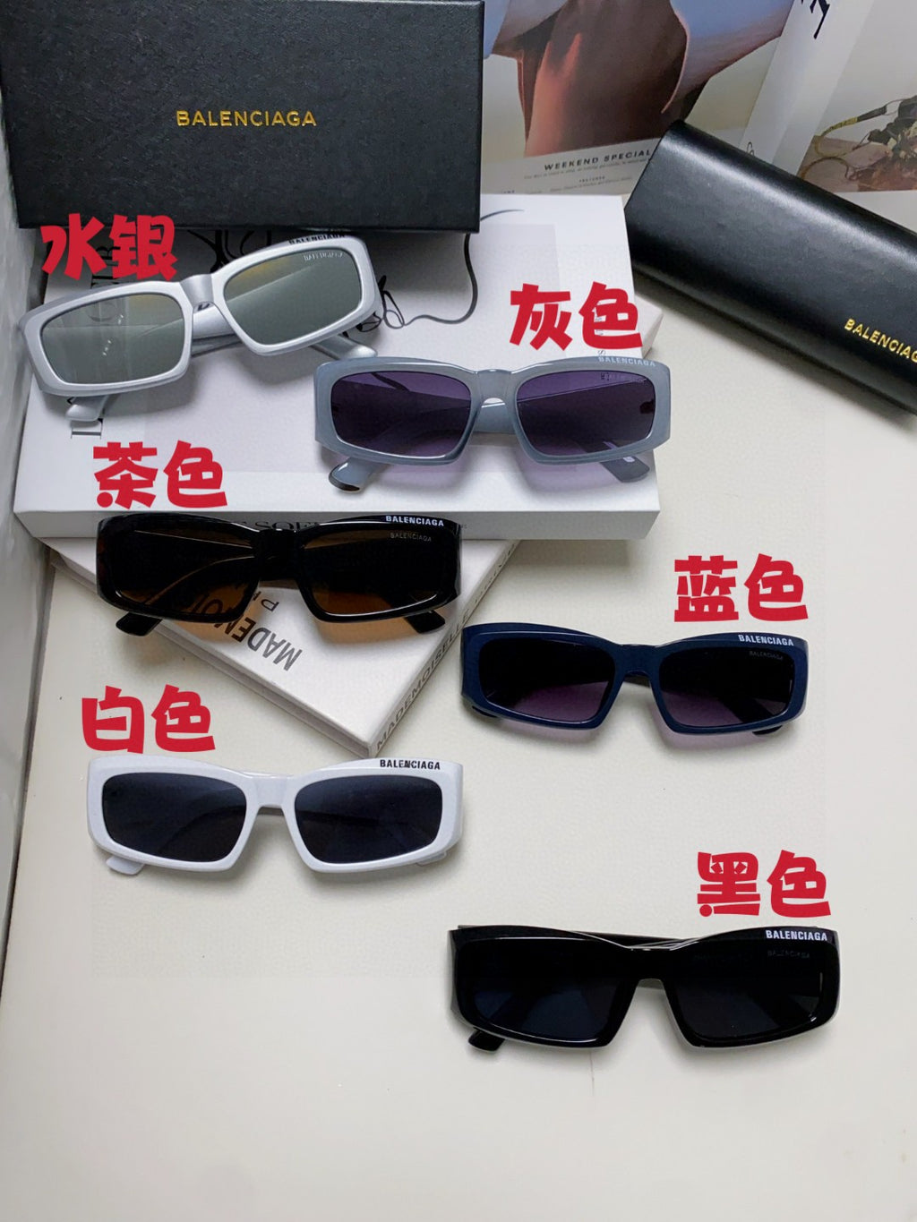 Balenciaga Square Gold Lens Sunglasses for Men & Women - 449637 - detail image 11