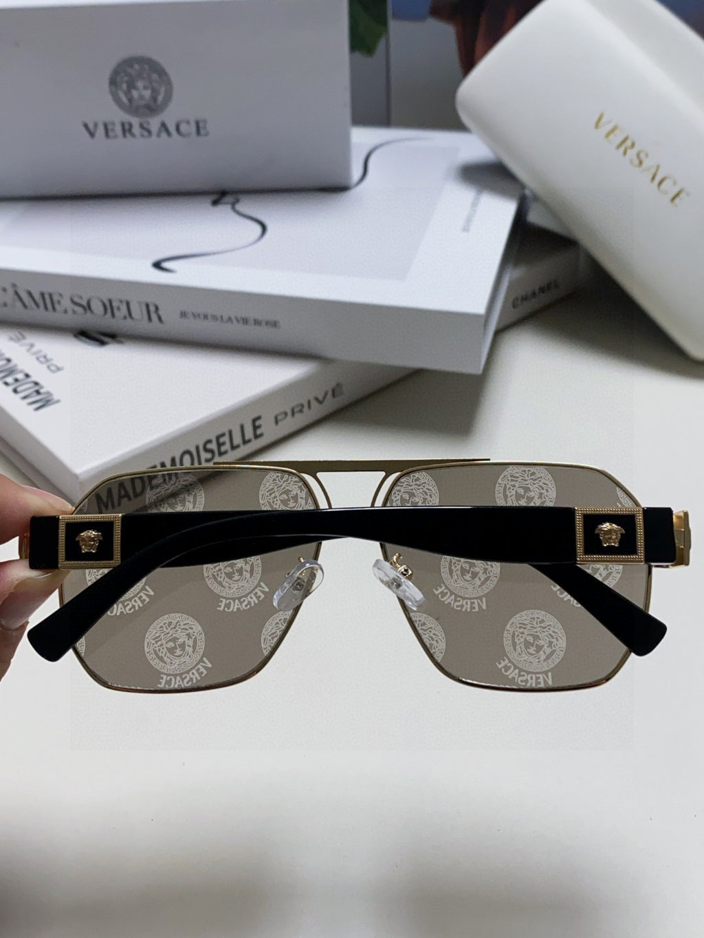 Versace Metal Square Gray Lens Sunglasses for Men & Women - 416356 - detail image 4