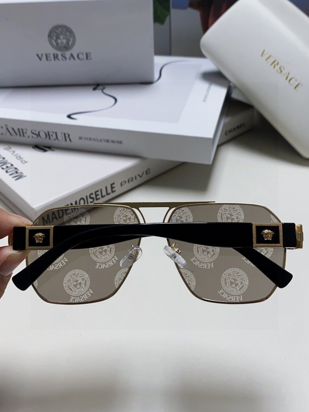Versace Metal Square Gray Lens Sunglasses for Men & Women - 416356 - detail image 4