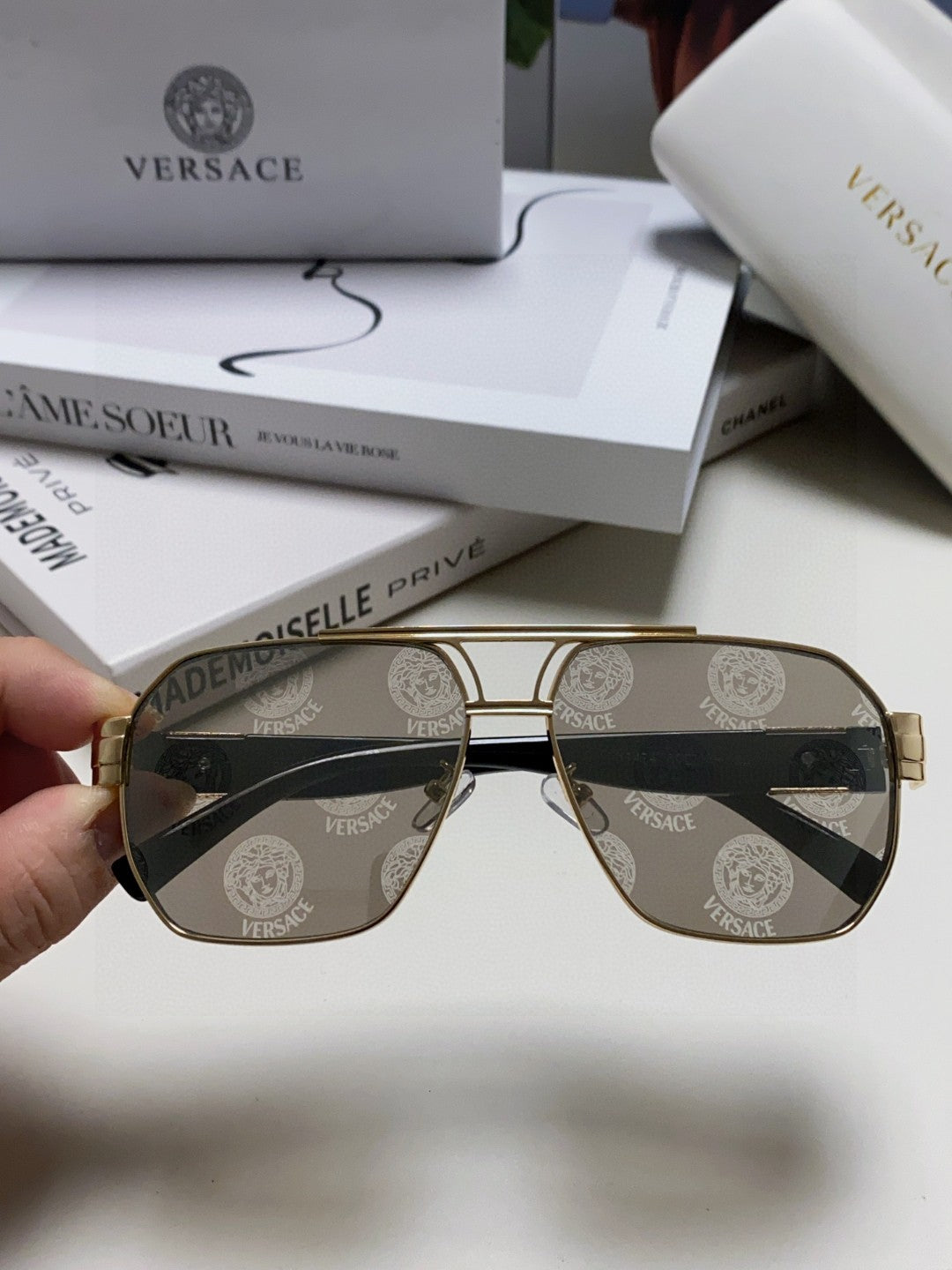 Versace Metal Square Gray Lens Sunglasses for Men & Women - 416356 - detail image 3