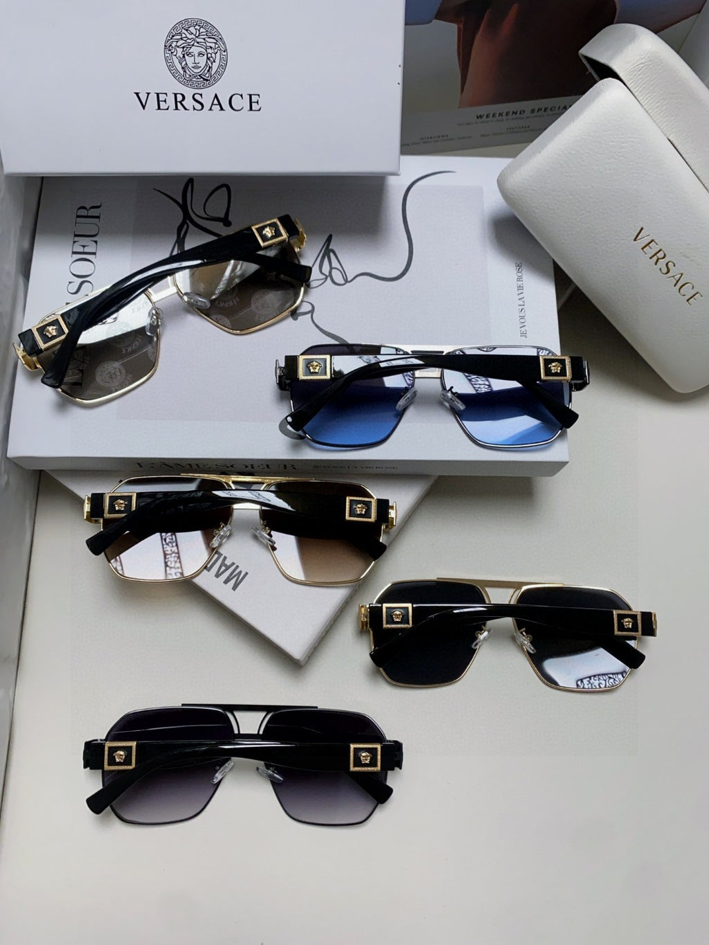 Versace Metal Square Gray Lens Sunglasses for Men & Women - 416356 - detail image 8