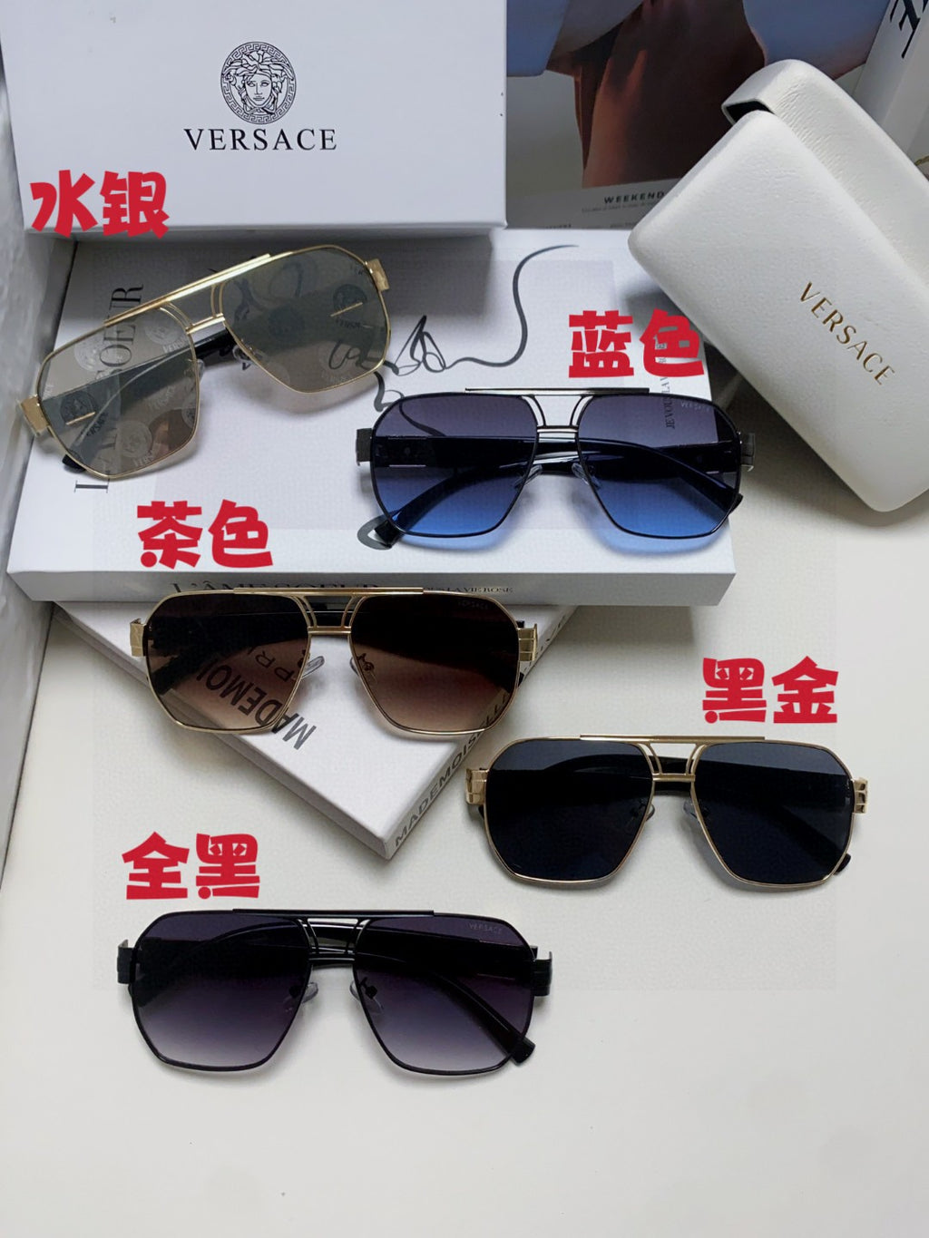 Versace Metal Square Gray Lens Sunglasses for Men & Women - 416356 - detail image 9
