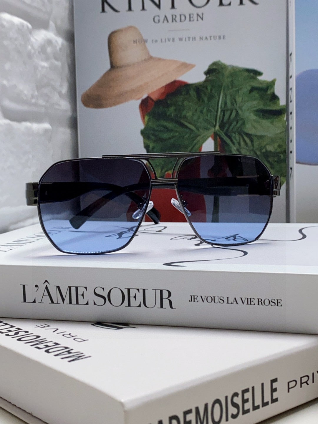 Versace Metal Square Blue Lens Sunglasses for Men & Women - 416357