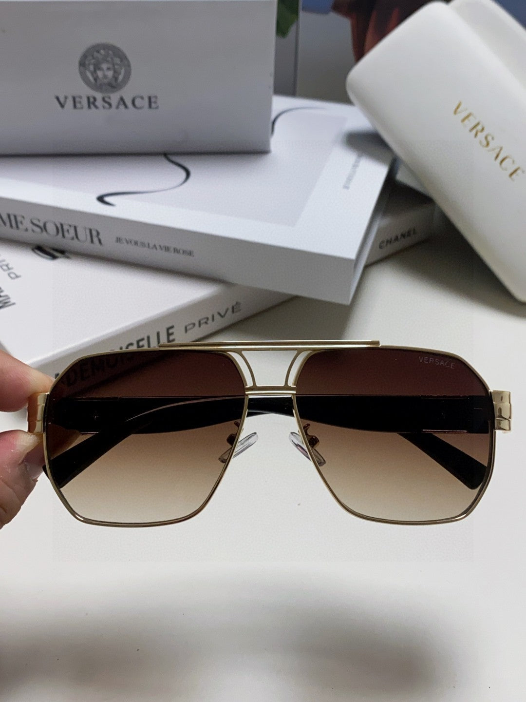 Versace Metal Square Gray Lens Sunglasses for Men & Women - 449846 - detail image 2