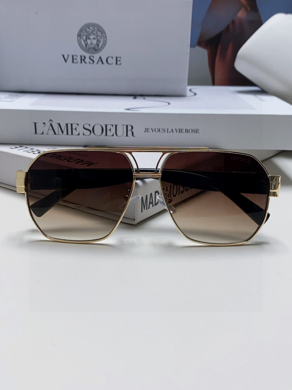 Versace Metal Square Gray Lens Sunglasses for Men & Women - 449846 - detail image 5