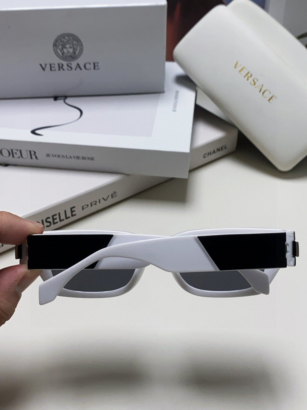 Versace 0VE4465F Rectangular Black Lens Sunglasses for Men & Women - 449851 - detail image 6