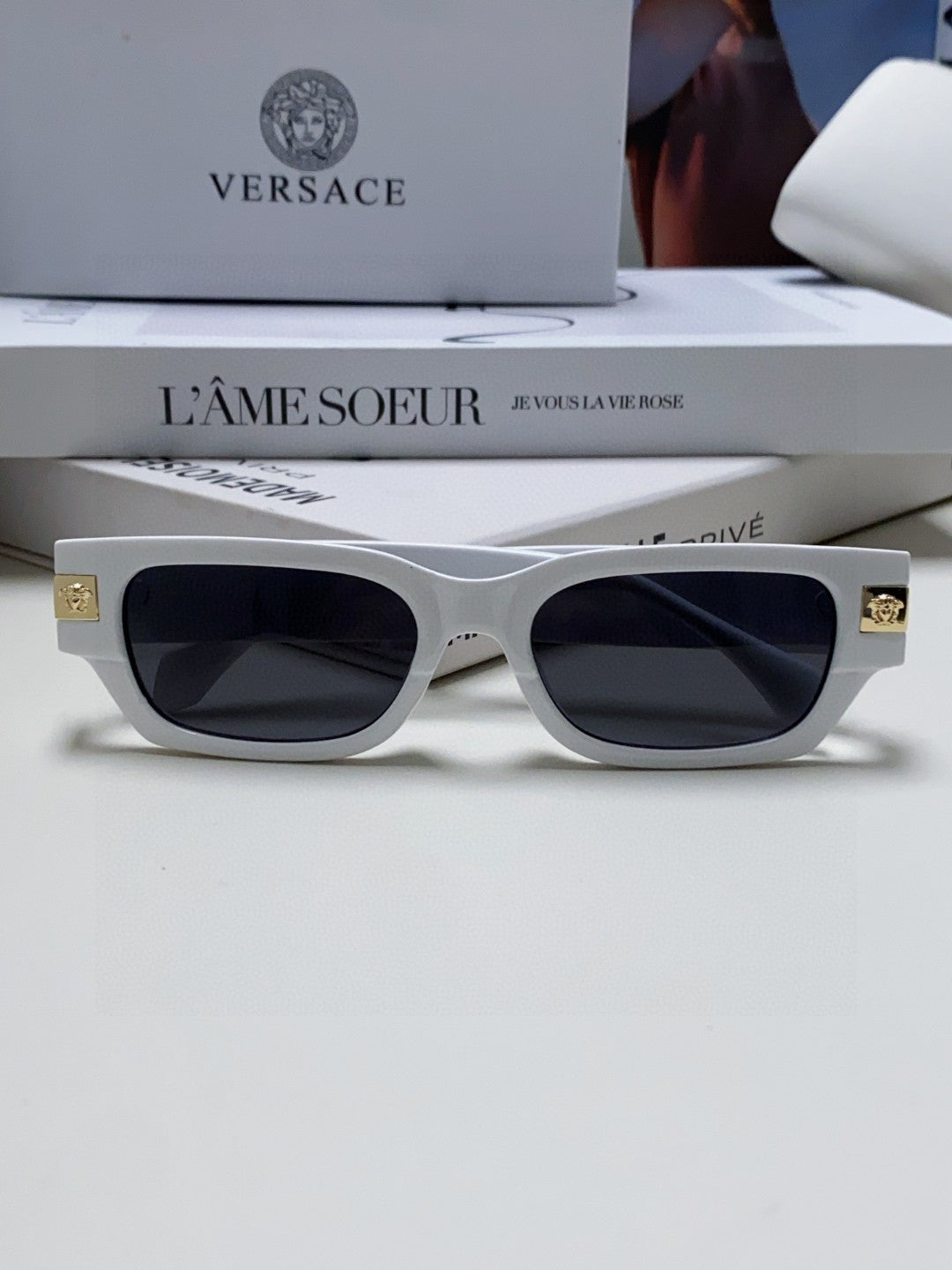 Versace 0VE4465F Rectangular Gray Lens Sunglasses for Men & Women - 416353