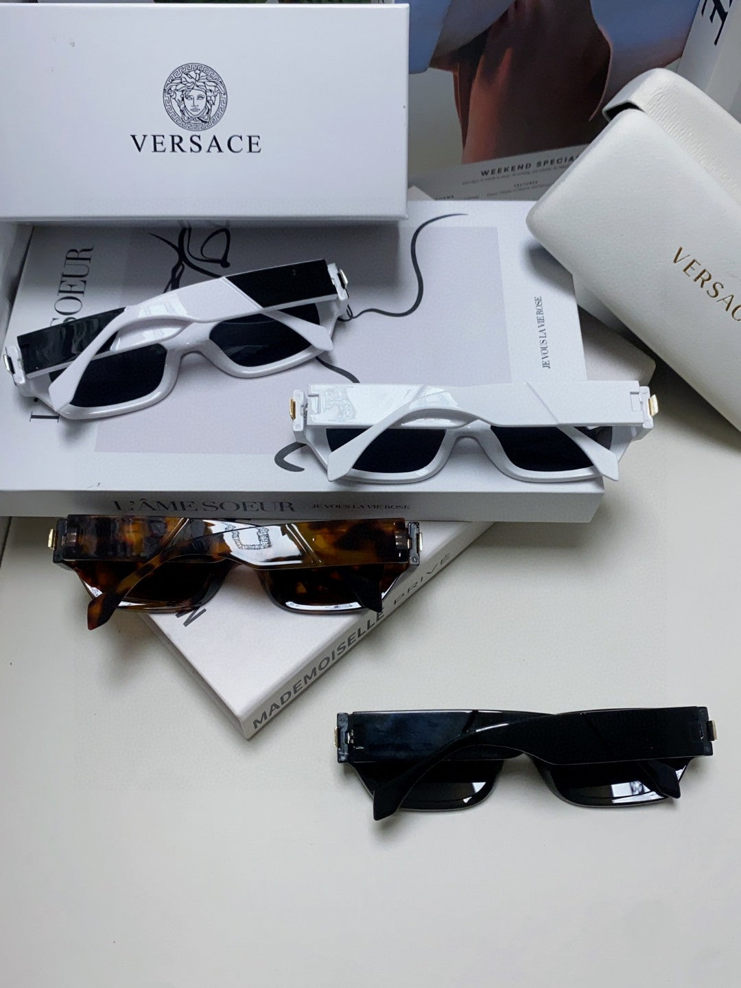Versace 0VE4465F Rectangular Gray Lens Sunglasses for Men & Women - 416353 - detail image 3