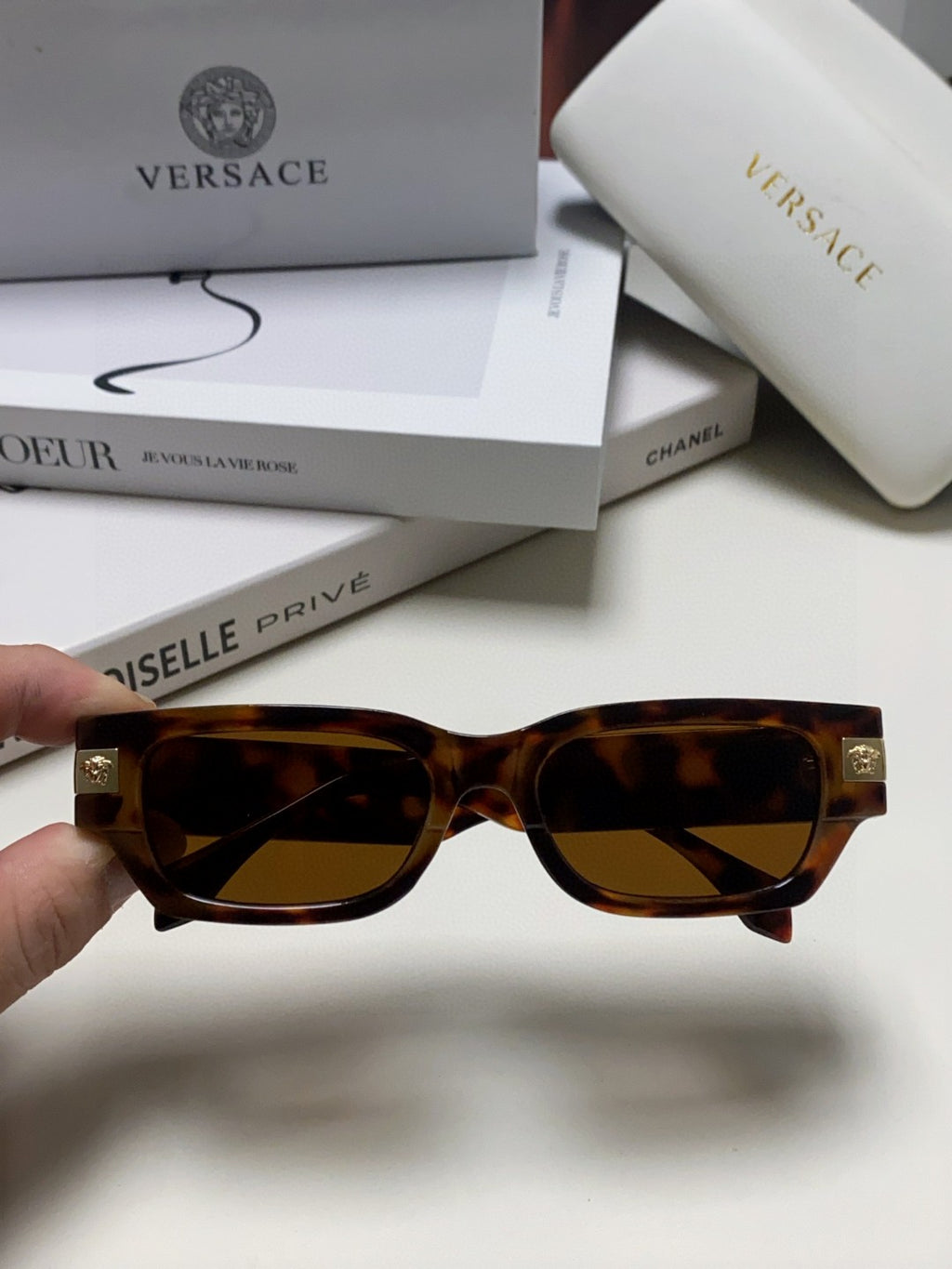 Versace 0VE4465F Rectangular Brown Lens Sunglasses for Men & Women - 416354 - detail image 2