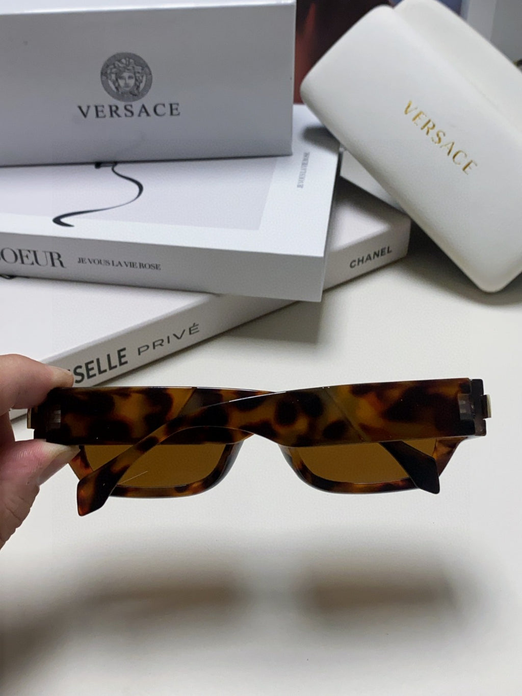 Versace 0VE4465F Rectangular Brown Lens Sunglasses for Men & Women - 416354 - detail image 3