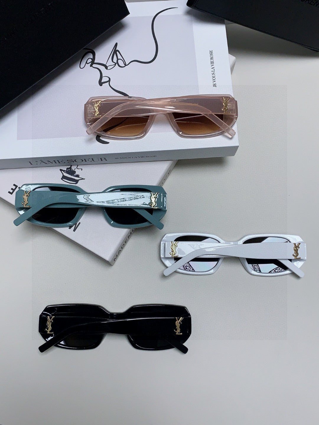 Saint Laurent Blue-Light Cat-Eye Gold Lens Sunglasses for Men & Women