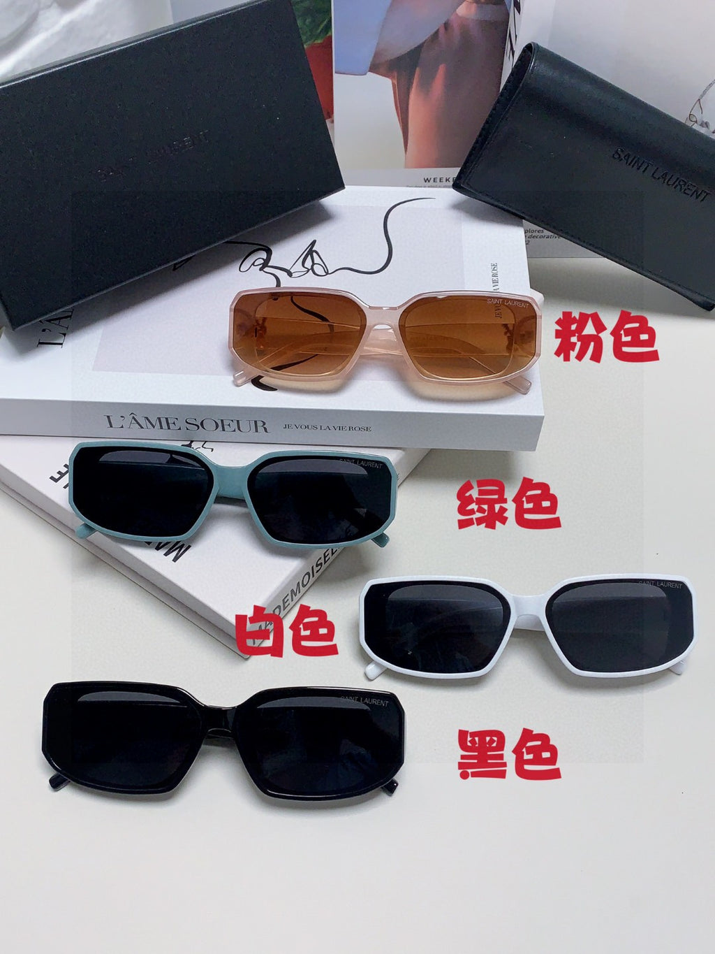 Saint Laurent Blue-Light Cat-Eye Black Lens Sunglasses for Men & Women - detail image 8