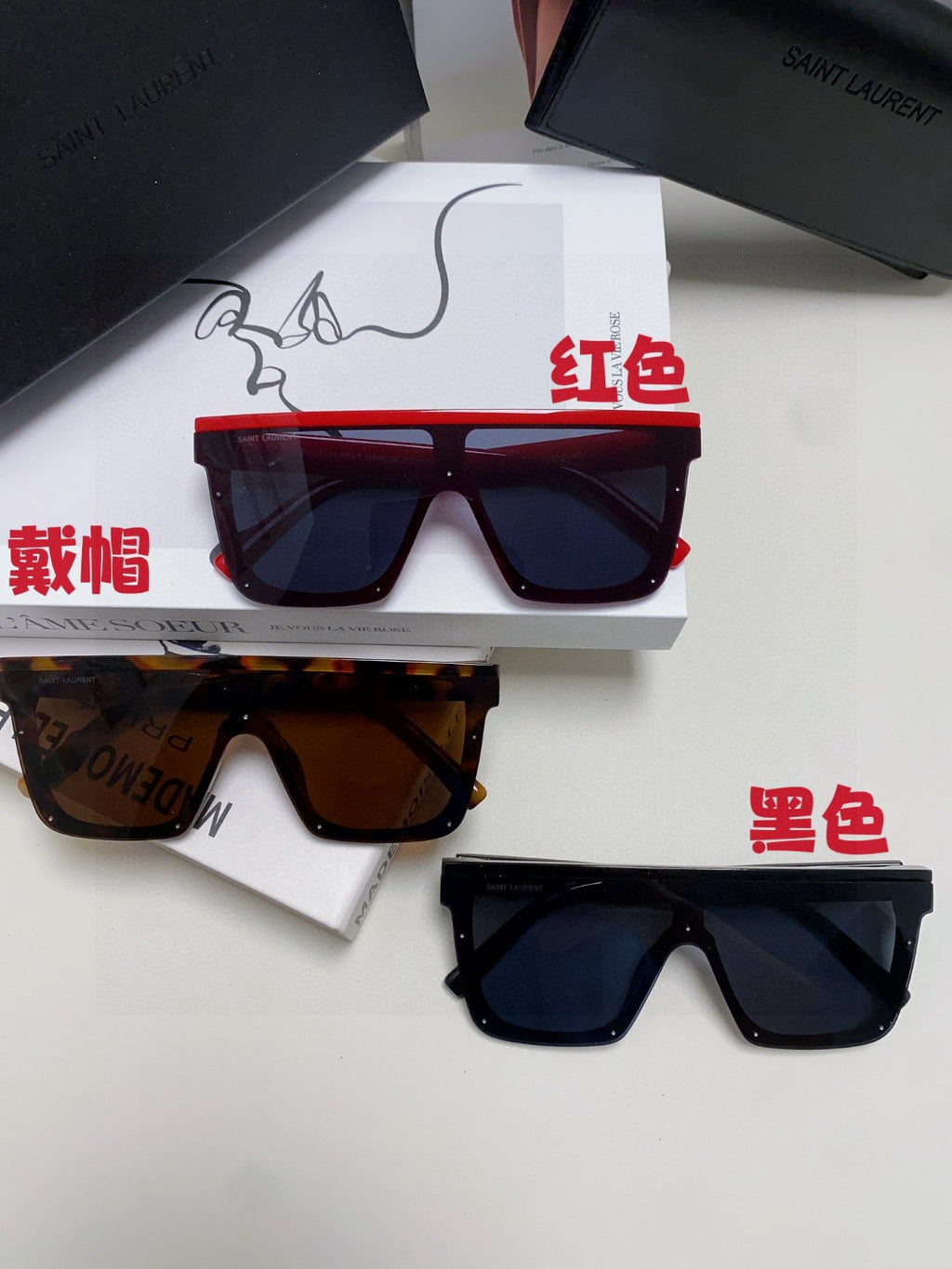 Saint Laurent Acetate Oversized Blue Lens Sunglasses for Men & Women - detail image 8