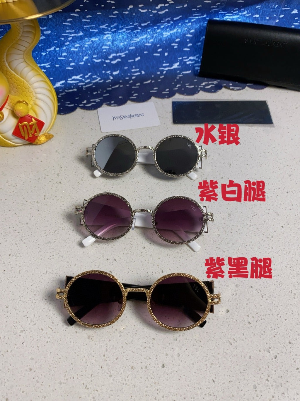 Saint Laurent Metal Round Silver Lens Sunglasses for Men & Women - detail image 12