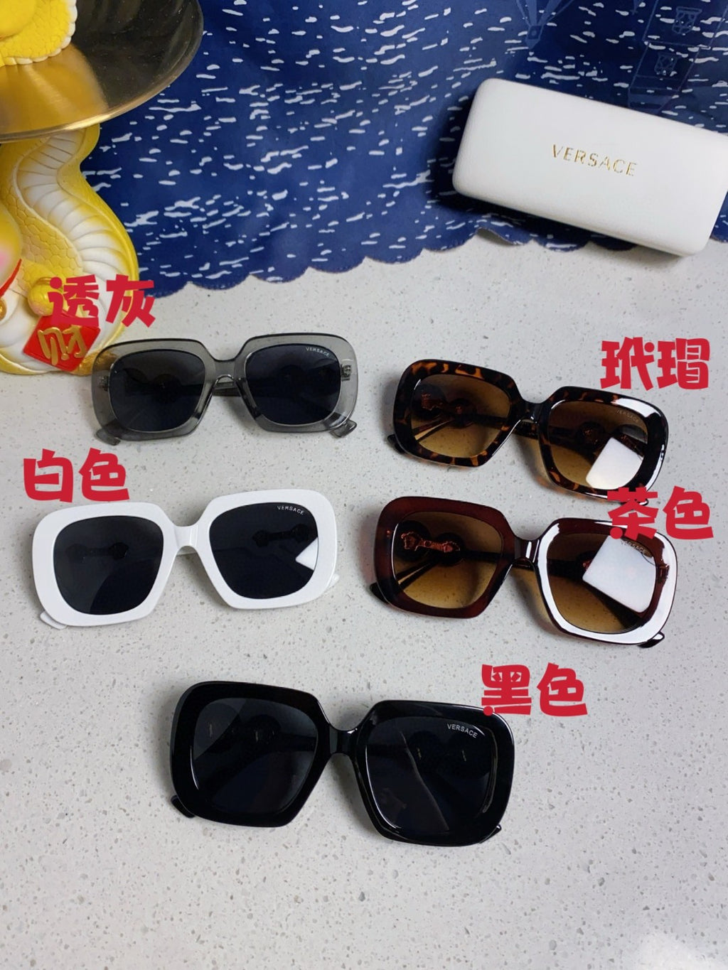 Versace Metal Square Blue Lens Sunglasses for Men & Women - 466267 - detail image 12
