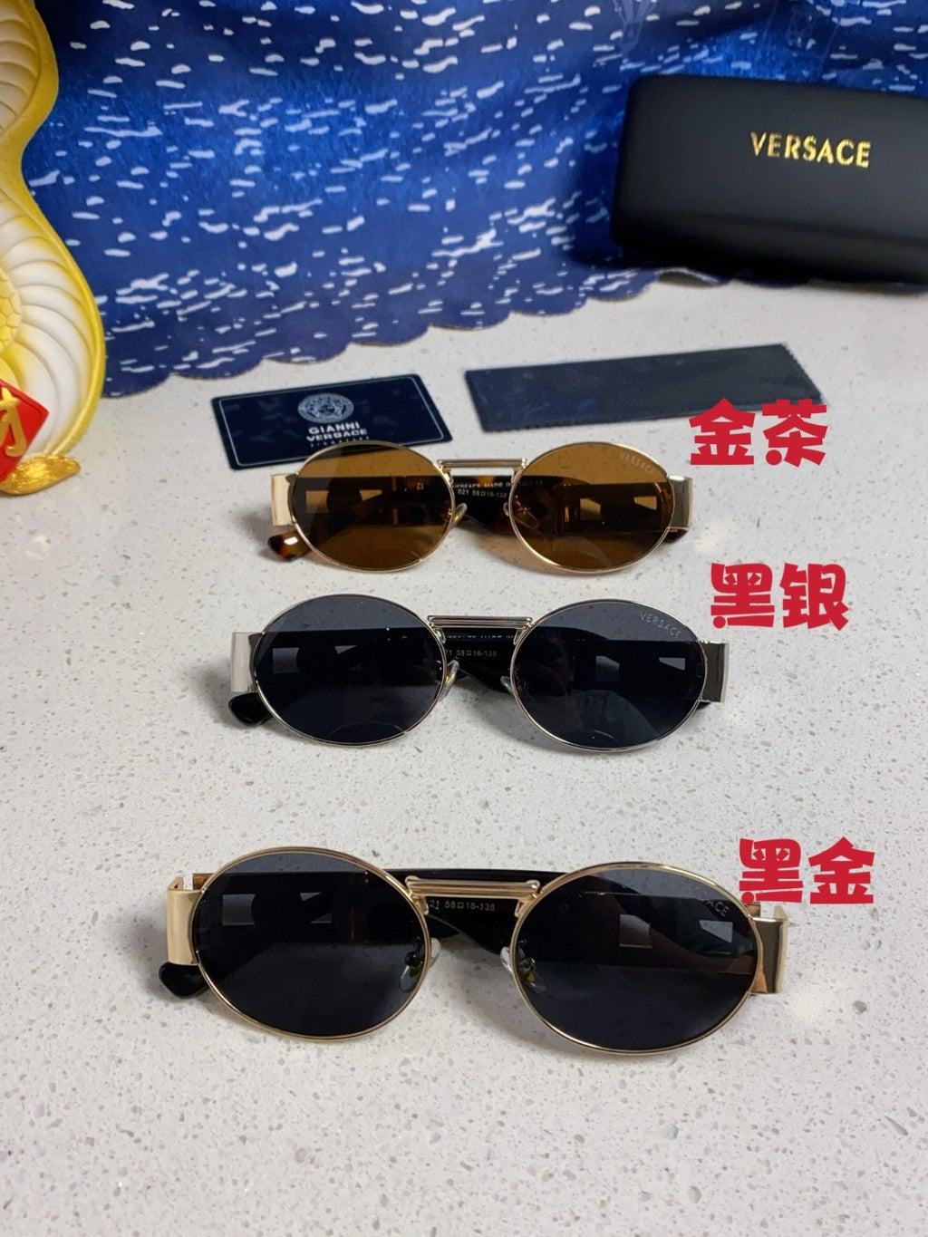 Versace Metal Oval Brown Lens Sunglasses for Men & Women - detail image 12