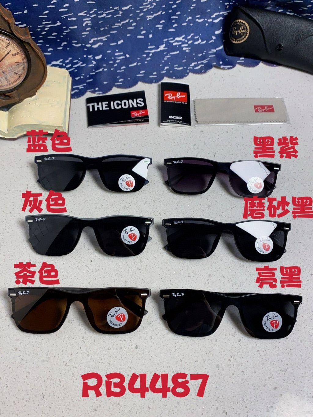 Ray-Ban RB4487 Polarized Acetate Square Silver Lens Sunglasses for Me - 372717 - detail image 12