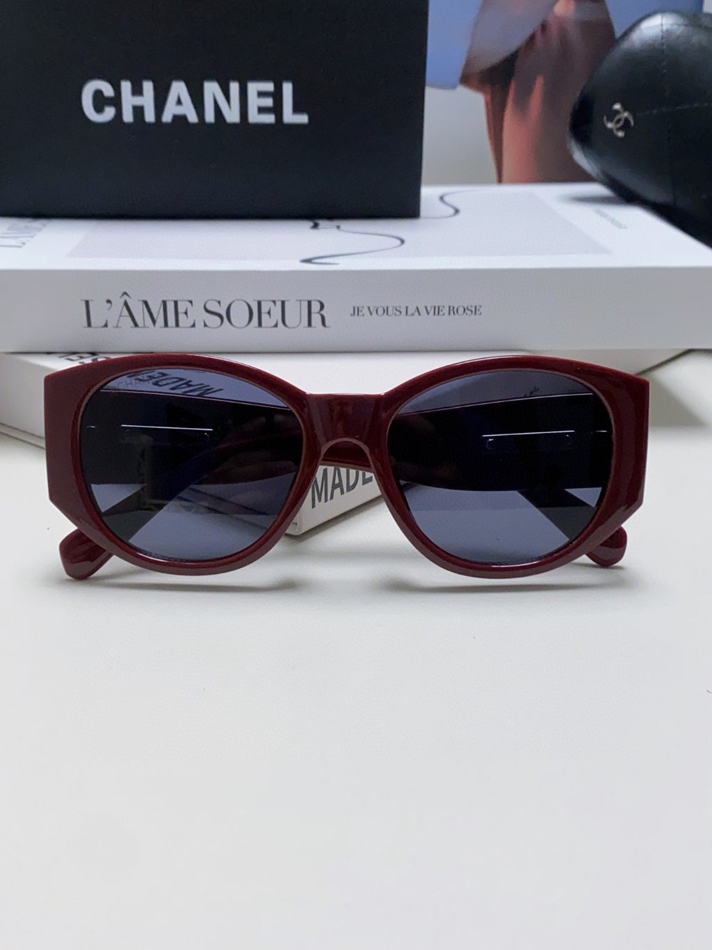 Chanel Polarized Cat-Eye Blue Lens Sunglasses for Women - 448888 - detail image 6