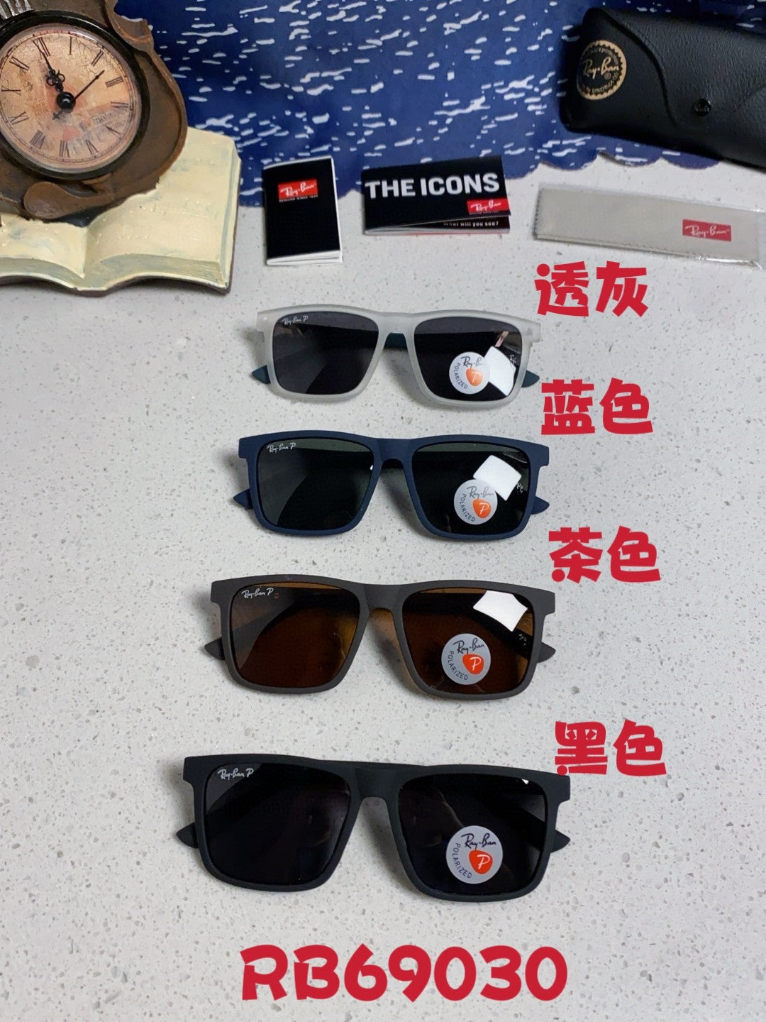 Ray-Ban RB69030 Square Silver Lens Sunglasses for Men - 433167 - detail image 12