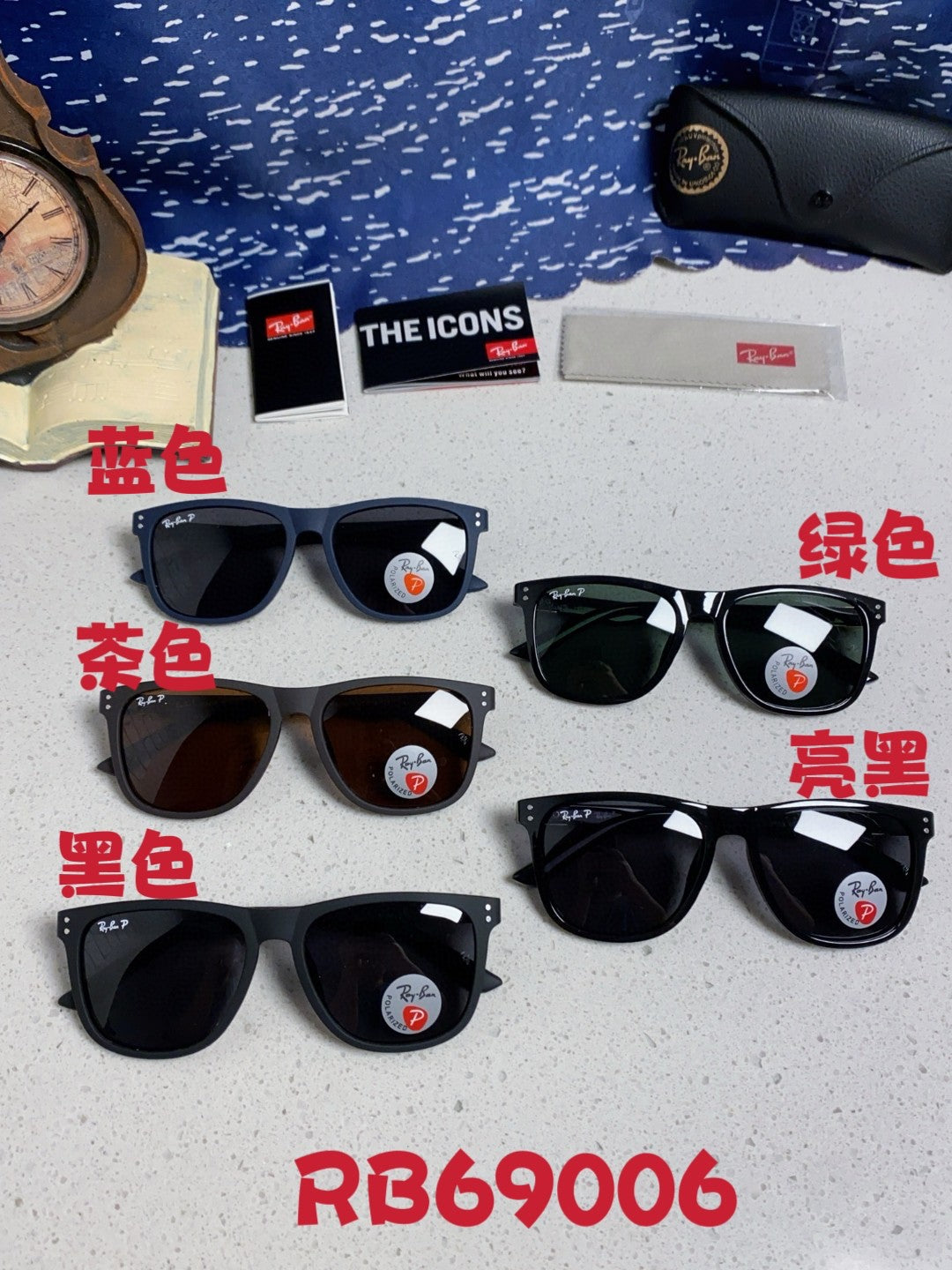 Ray-Ban RB69009 Polarized Rectangular Silver Lens Sunglasses for Men - 488311 - detail image 11