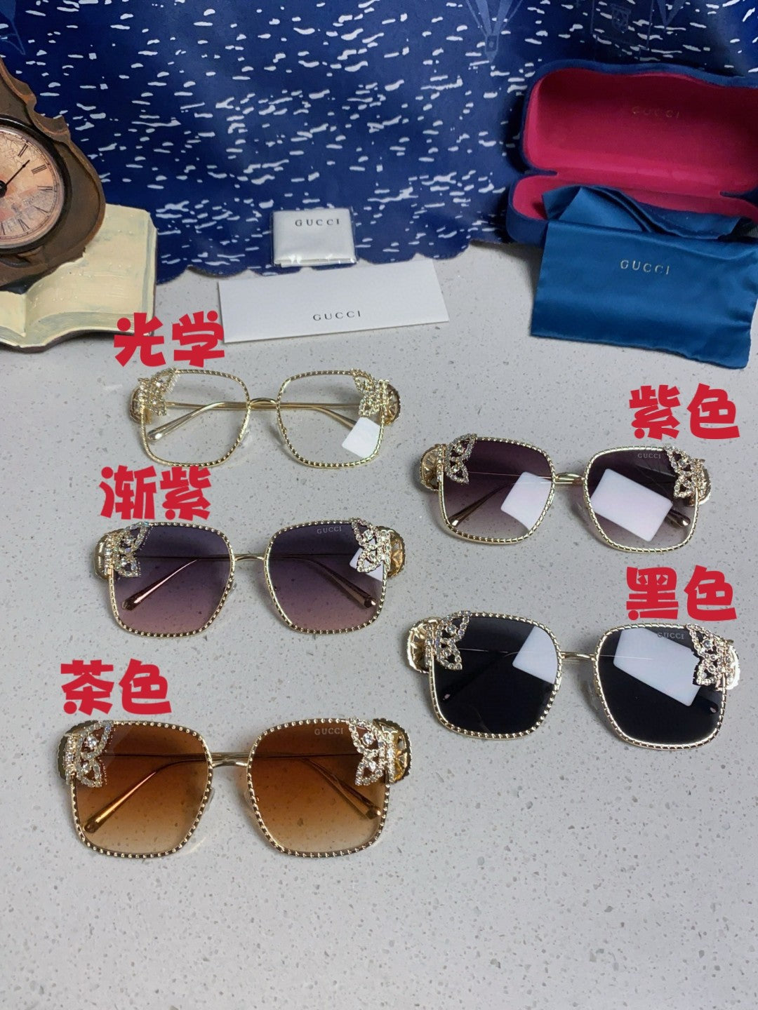 Gucci Square Silver Lens Sunglasses for Women - 132226 - detail image 12