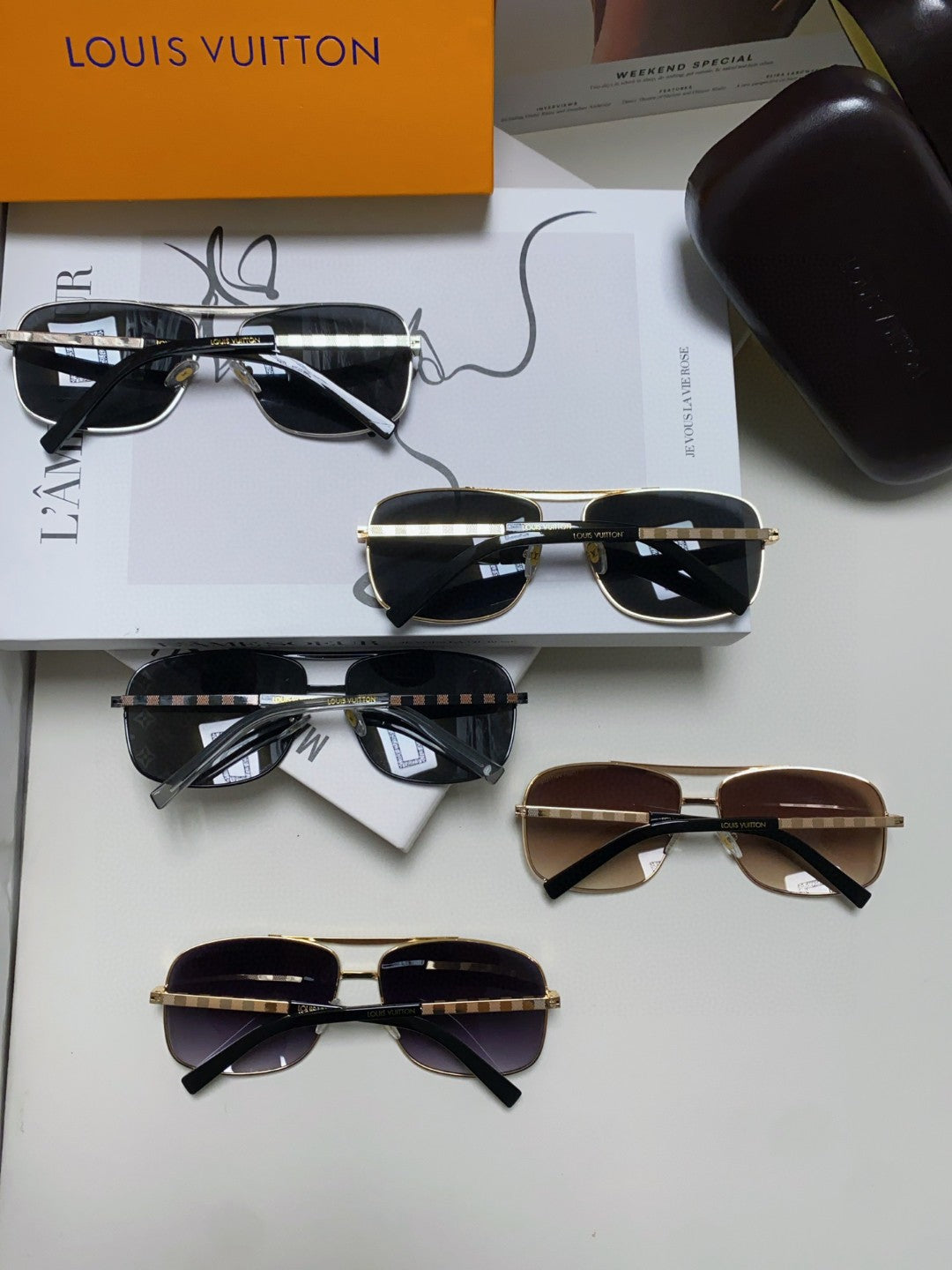 Louis Vuitton Metal Square Red Lens Sunglasses for Men & Women - detail image 8