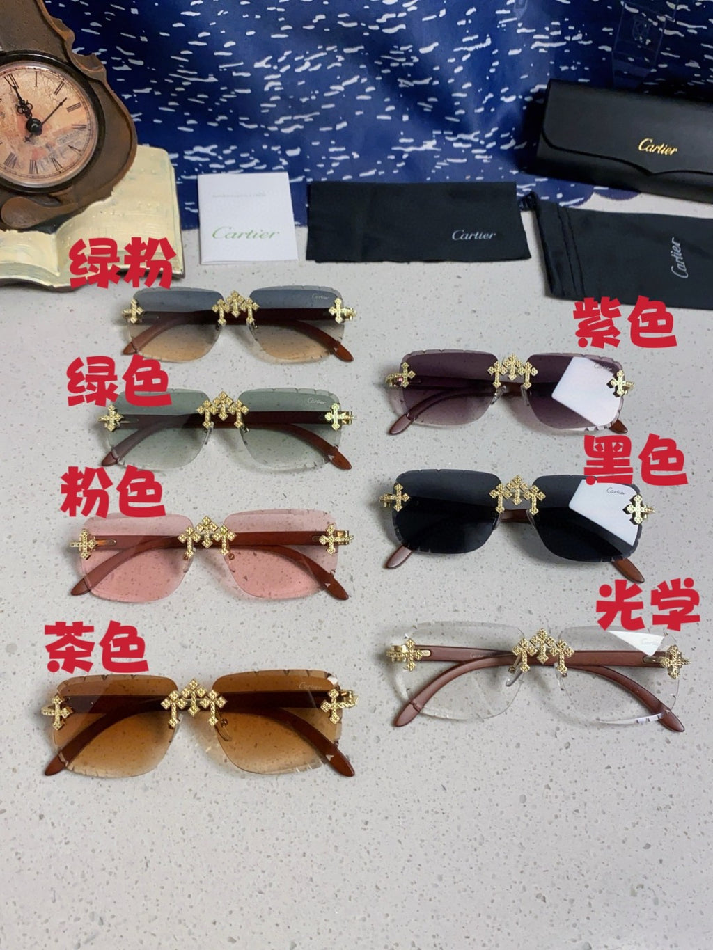 Cartier Lightweight Rimless Silver Lens Sunglasses for Men & Women - 415892 - detail image 13
