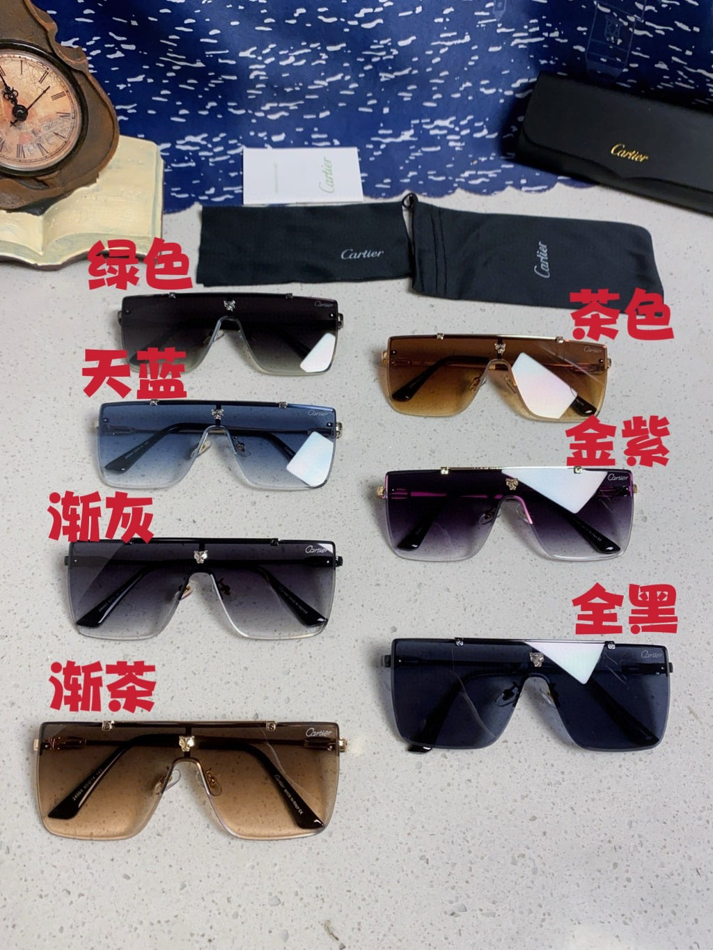 Cartier Fashion Black Lens Sunglasses for Men - detail image 11