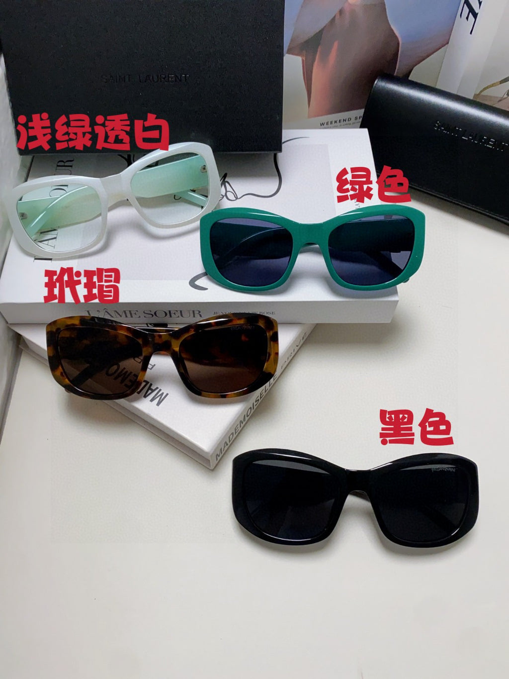 Saint Laurent Round Blue Lens Sunglasses for Women - detail image 9