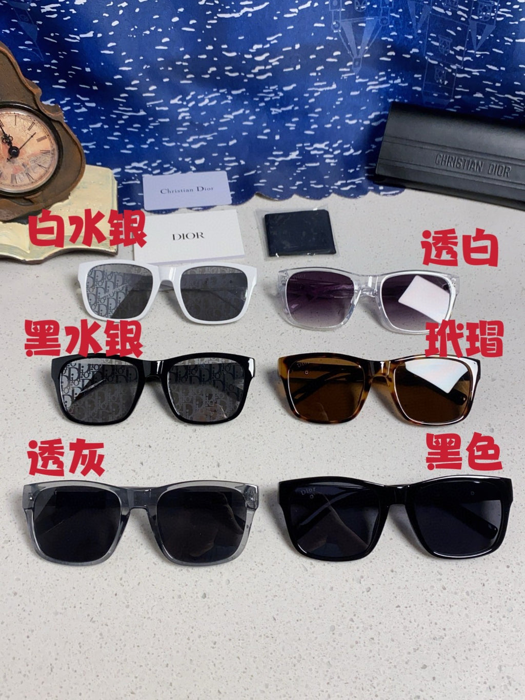 Dior Acetate Square Gray Lens Sunglasses for Men & Women - 358193 - detail image 11
