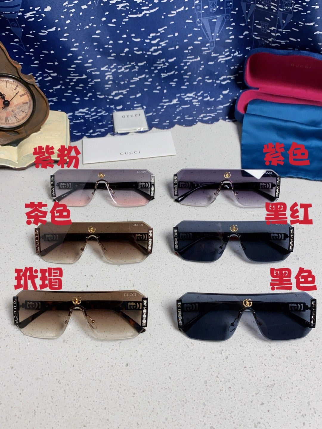 Gucci Polarized Rimless Blue Lens Sunglasses for Men & Women - 382056 - detail image 12