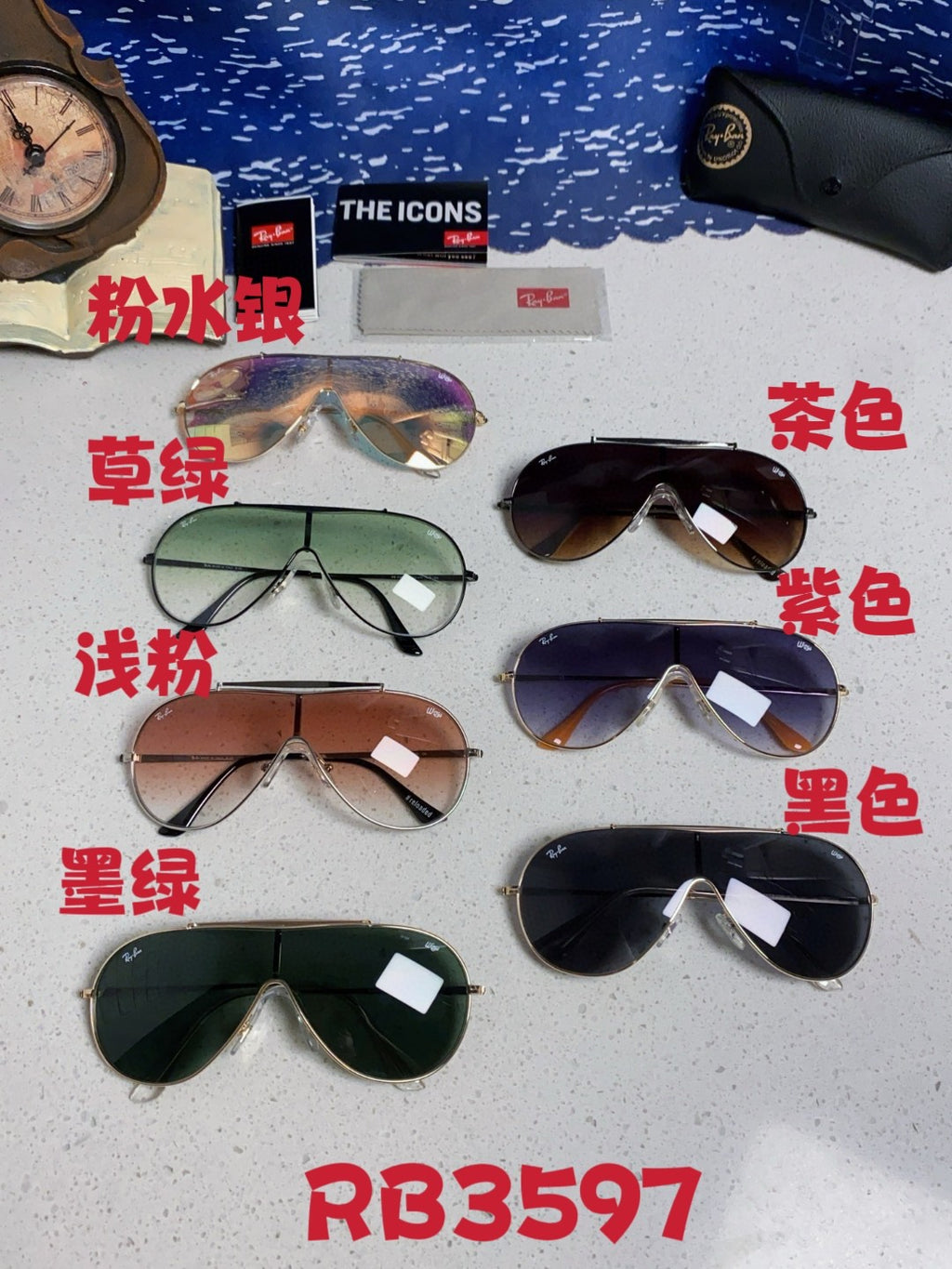 Ray-Ban RB3597 Metal Aviator Blue Lens Sunglasses for Men & Women - detail image 12
