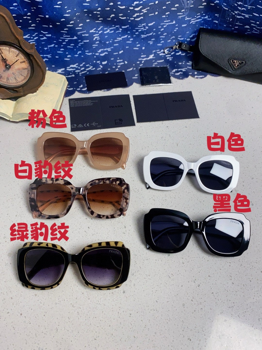 Prada 16YSF Acetate Fashion Blue Lens Sunglasses for Men & Women - detail image 12