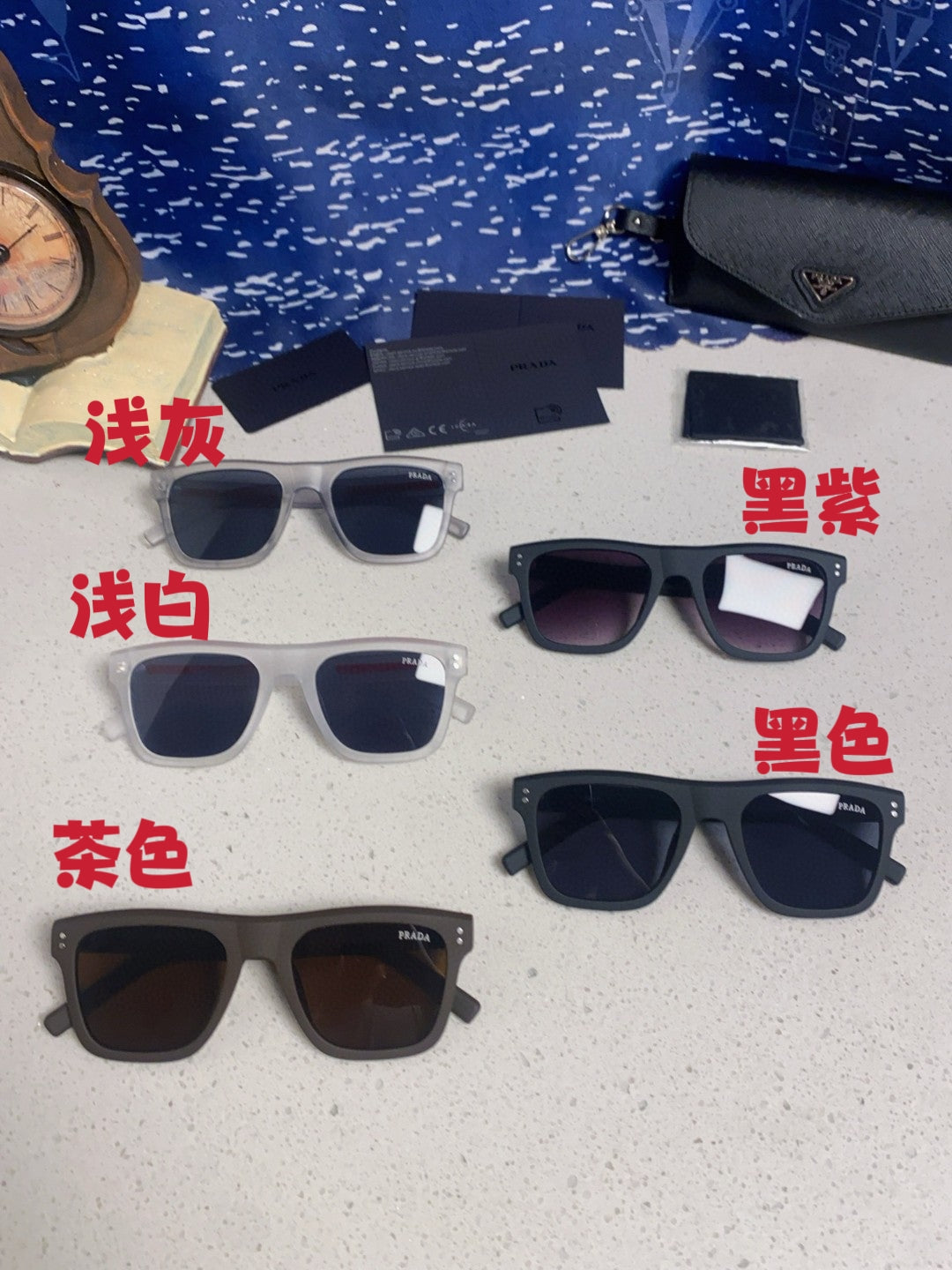 Prada Square Blue Lens Sunglasses for Men & Women - 432052 - detail image 12