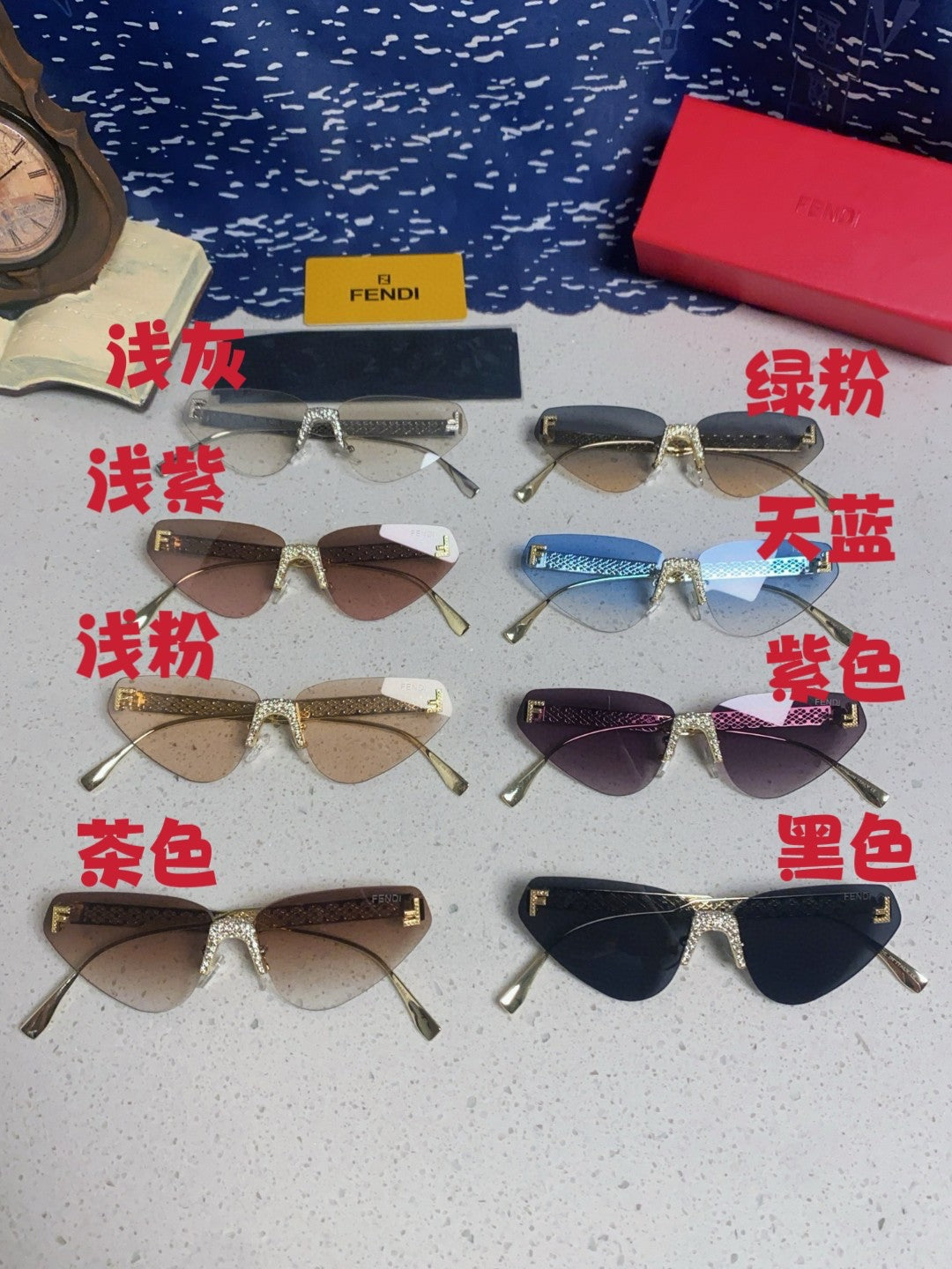 Fendi Lightweight Metal Rimless Brown Lens Sunglasses for Women - detail image 12