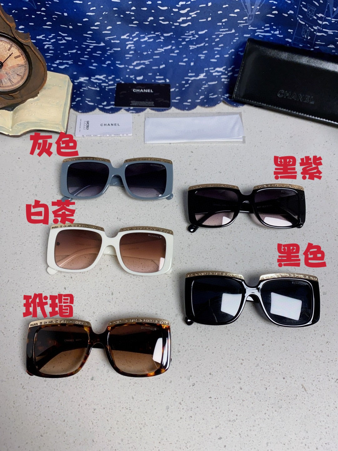 Chanel Metal Square Silver Lens Sunglasses for Women - 382215 - detail image 12