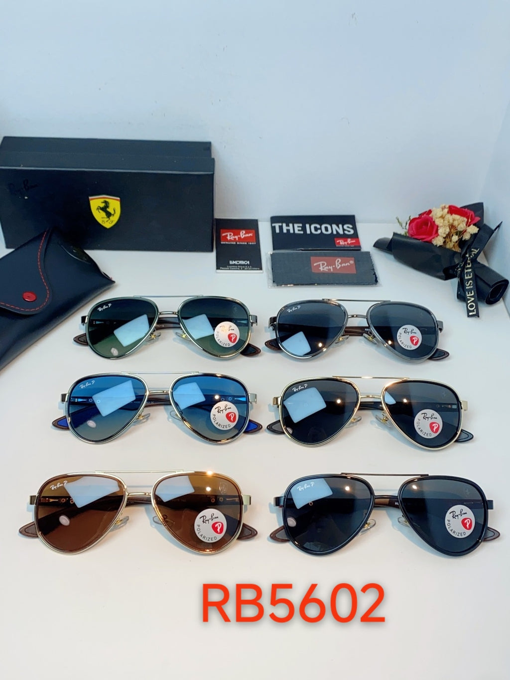 Ray-Ban RB5602 Polarized Metal Aviator Gray Lens Sunglasses for Men & - 358984 - detail image 13