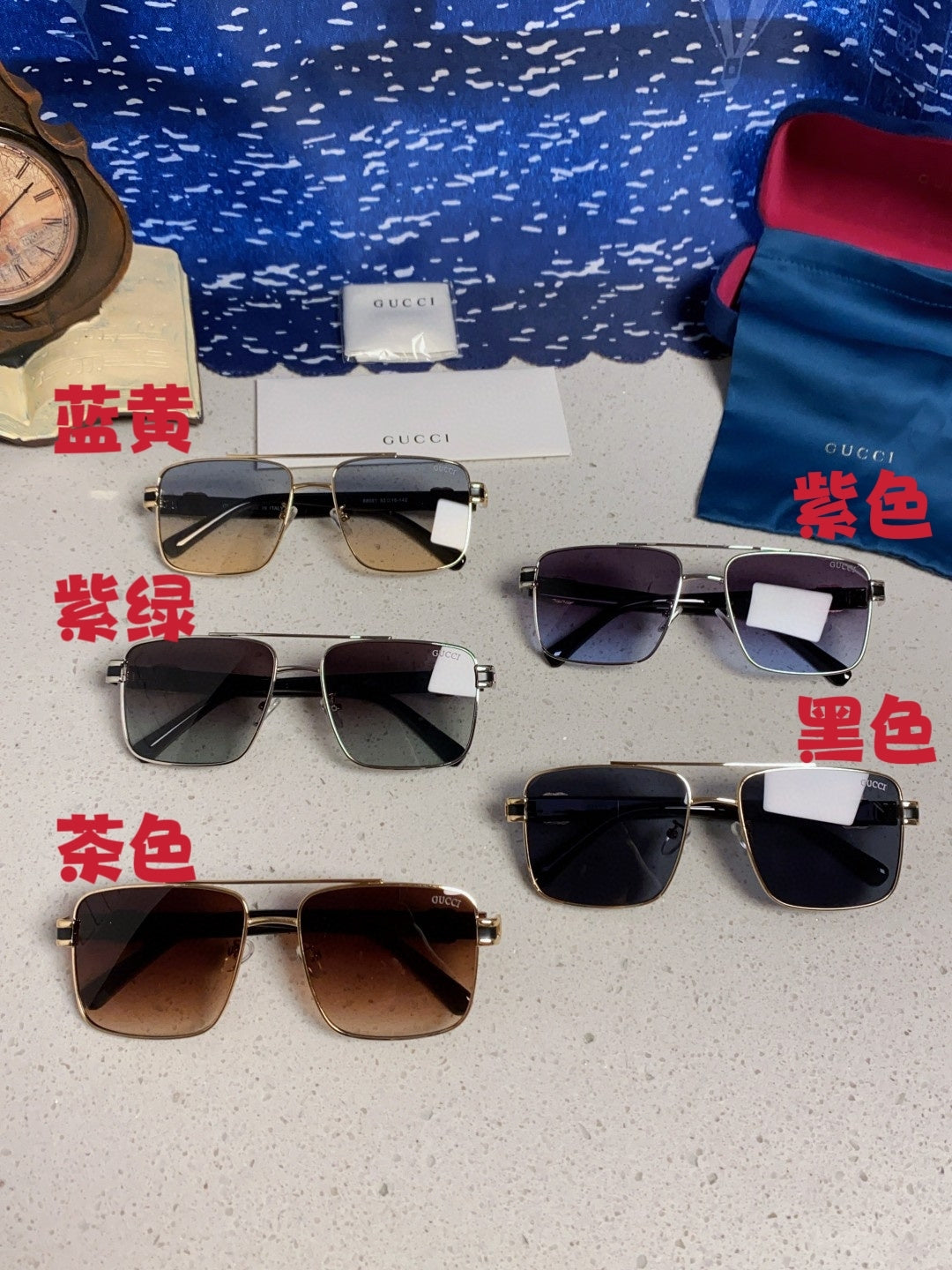 Gucci Metal Square Silver Lens Sunglasses for Men & Women - 398437 - detail image 12