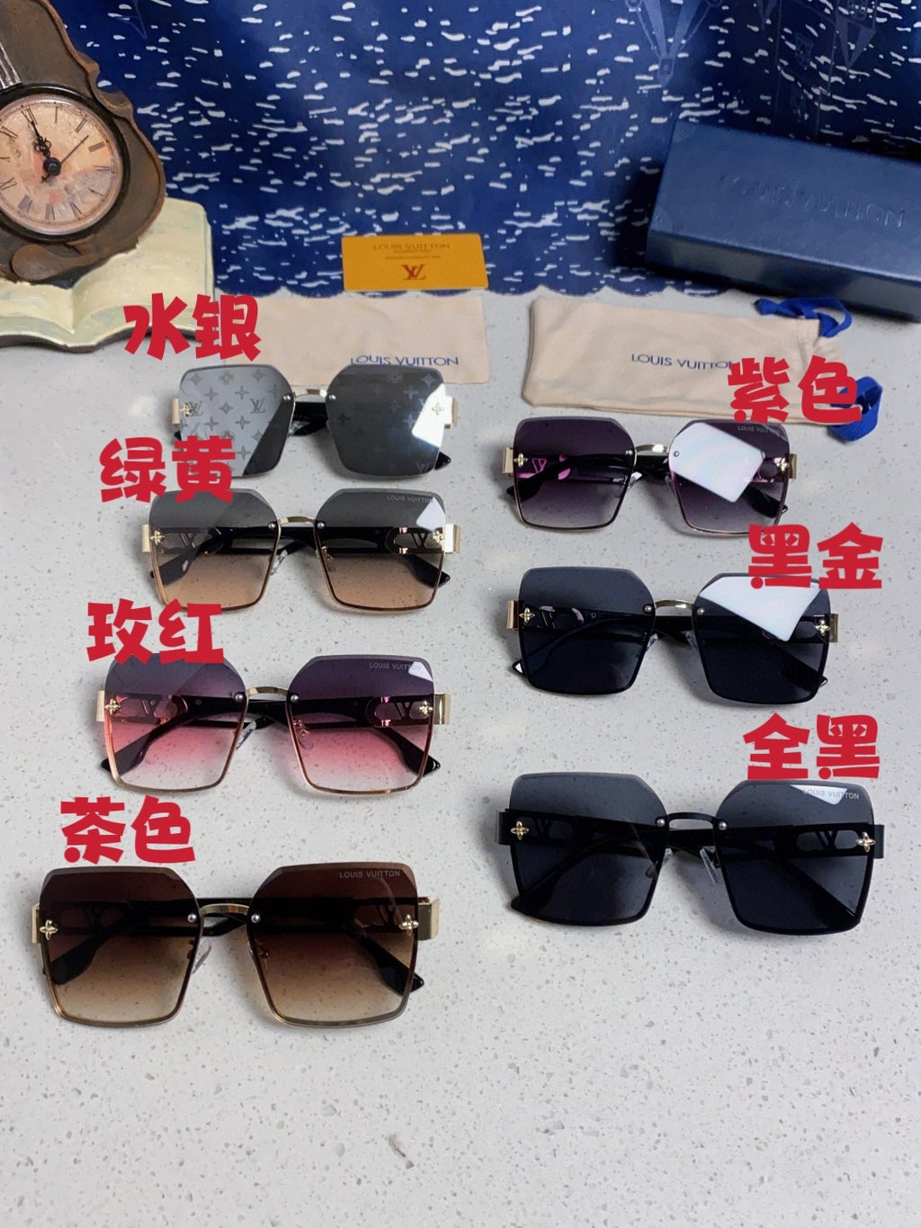 Louis Vuitton Metal Square Black Lens Sunglasses for Men & Women - 414901 - detail image 12