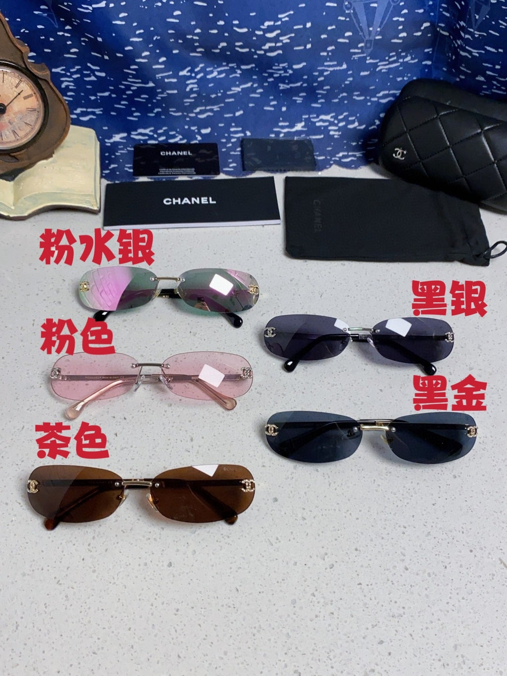 Chanel CH4002 Lightweight Rimless Blue Lens Sunglasses for Men & Wome - 465185 - detail image 12