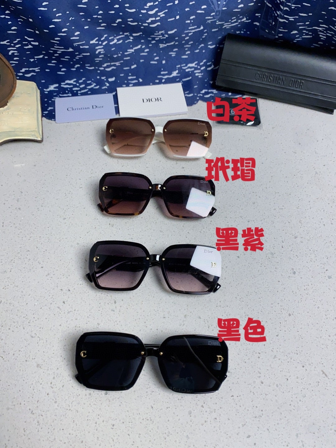 Dior Metal Square Red Lens Sunglasses for Women - detail image 12