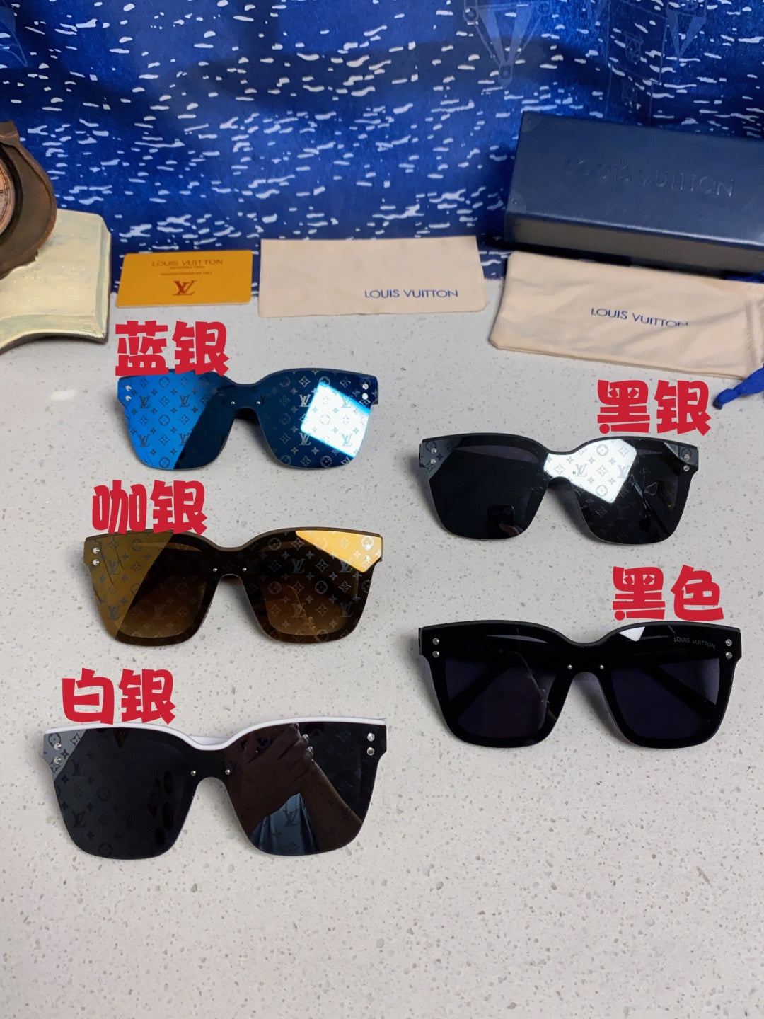 Louis Vuitton Square Blue Lens Sunglasses for Men & Women - 997386 - detail image 12