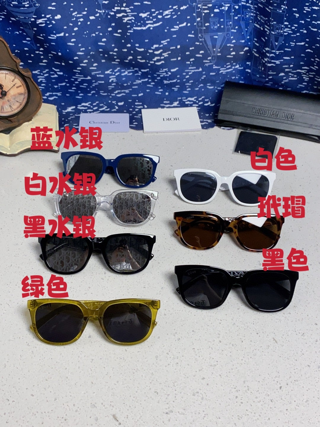 Dior Square Blue Lens Sunglasses for Men & Women - detail image 12