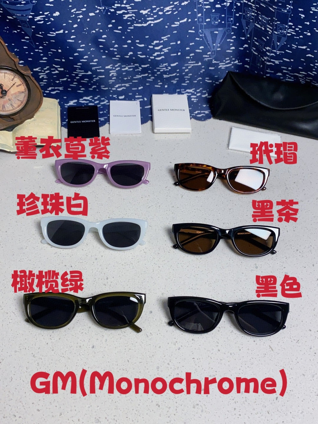 Gentle Monster MONOCHROME Round Blue Lens Sunglasses for Women - detail image 12