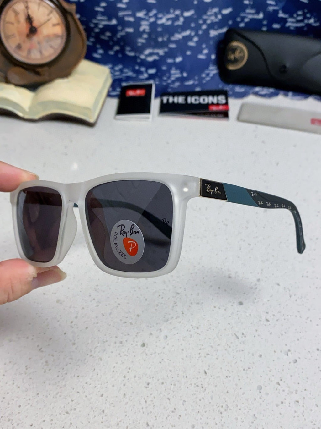 Ray-Ban RB69030 Square Silver Lens Sunglasses for Men - 450162 - detail image 6