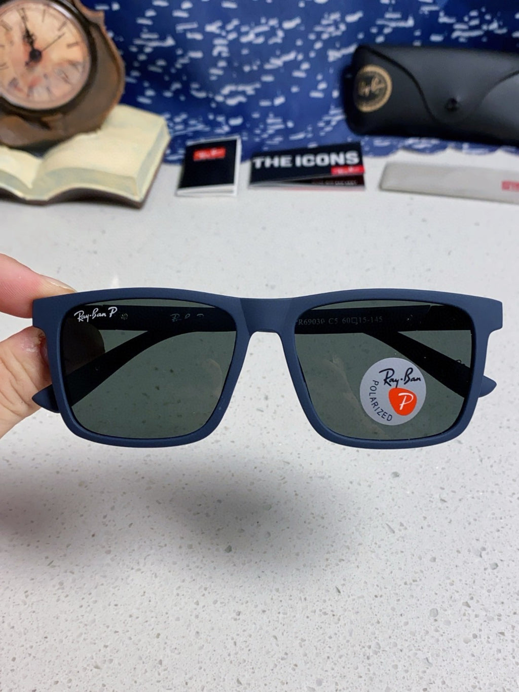 Ray-Ban RB69030 Square Silver Lens Sunglasses for Men - 450163 - detail image 4