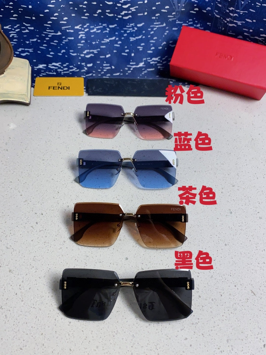 Fendi Lightweight Rimless Blue Lens Sunglasses for Women - detail image 12