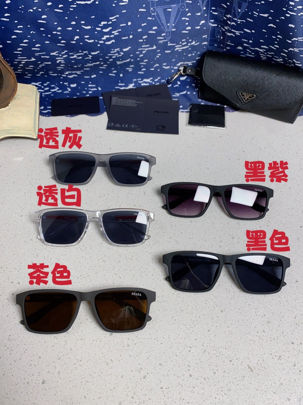 Prada Polarized Square Blue Lens Sunglasses for Men & Women - 398884 - detail image 12