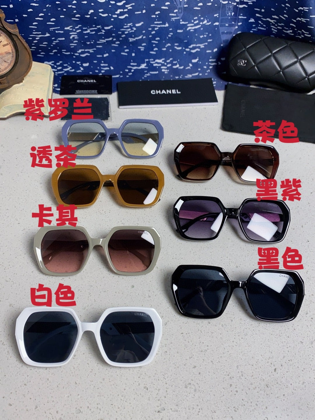 Chanel Polarized Square Gray Lens Sunglasses for Women - 158381 - detail image 12